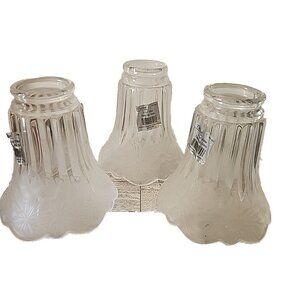 3 Patriot Frosted and Clear Rib Glass 2 1/4 Inch Fitter Lamp Shades